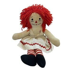 Vintage Raggedy‎ Ann Cloth Doll Red Yarn Hair I Love You Heart 16 Inch Handmade